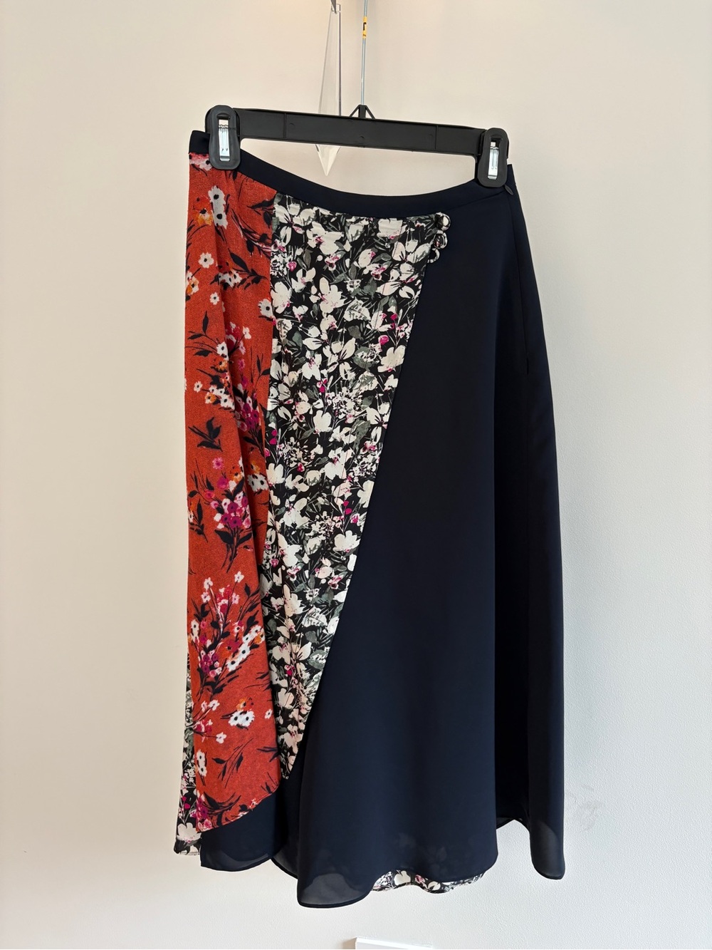 Acne Studios Asymmetrical Floral Panel Midi Skirt/culottes in Black and Rust